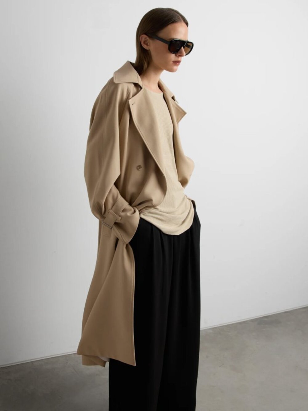 Oak + Fort Trench Coat in Beige Size XXS